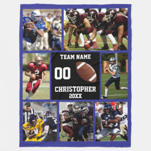 Football photo collage fleece blanket