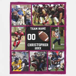 Football photo collage fleece blanket