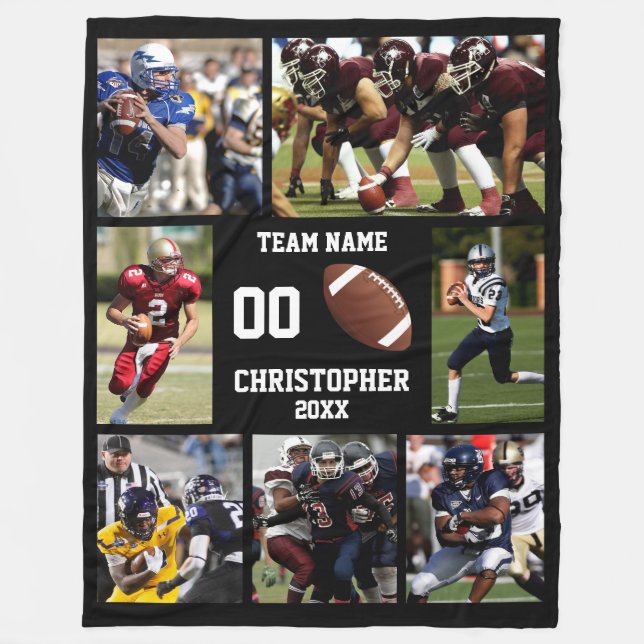 Football photo collage fleece blanket (Front)