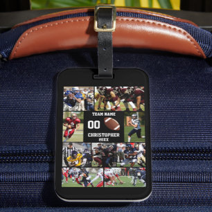 Football photo collage luggage tag