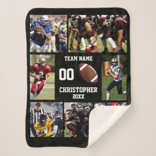 Football photo collage sherpa blanket