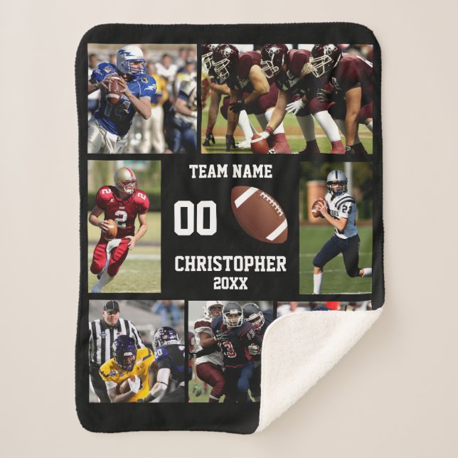 Football photo collage sherpa blanket (Front)