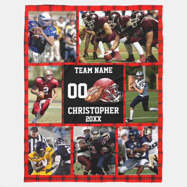 Football photo collage Sports Buffalo Fleece Blanket (Front)