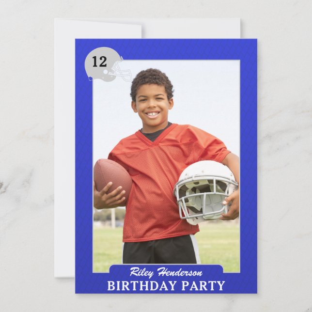 Football Photo Trading Card Birthday Party Invites (Front)