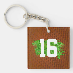 Football Pigskin Laces Turf Player Number Sports Key Ring