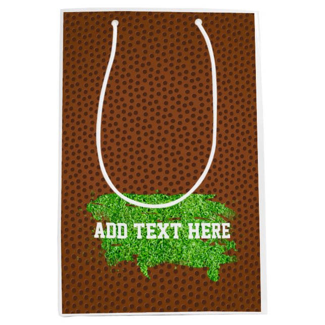 Football Pigskin Turf Sport Add Own Text Fun Medium Gift Bag (Front)