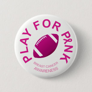 Football Play for Breast Cancer Awareness Button