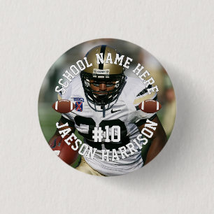 Football Player Add Name Number Team and Photo 3 Cm Round Badge