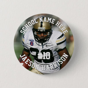 Football Player Add Name Number Team and Photo 6 Cm Round Badge