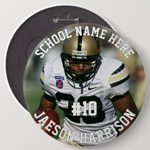 Football Player Add Name Number Team and Photo 6 Cm Round Badge