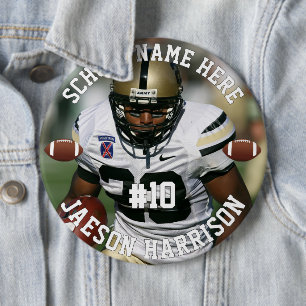 Football Player Add Name Number Team and Photo 6 Cm Round Badge