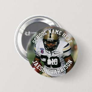 Football Player Add Name Number Team and Photo 6 Cm Round Badge