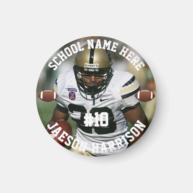 Football Player Add Name Number Team and Photo Magnet (Front)
