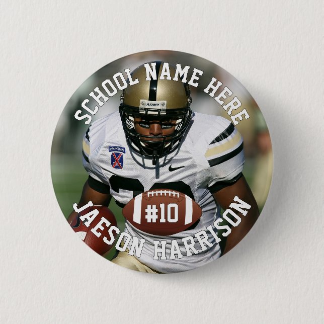 Football Player Add Name Number Team & Photo 6 Cm Round Badge (Front)