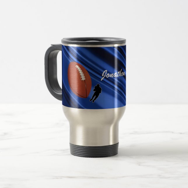 Football Player and Football personalise Travel Mug (Front Left)