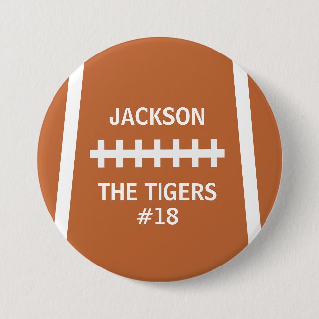 Football Player Ball Cool Custom Team and Number 7.5 Cm Round Badge (Front)