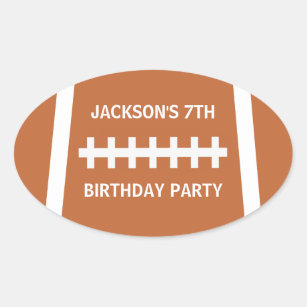 Football Player Ball Custom Sports Birthday Party Oval Sticker
