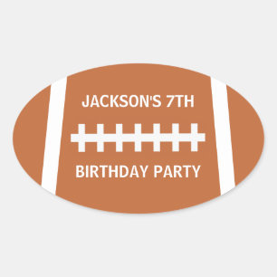 Football Player Ball Custom Sports Birthday Party Oval Sticker