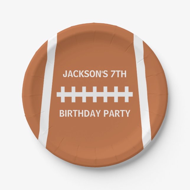 Football Player Ball Custom Sports Birthday Party Paper Plate (Front)