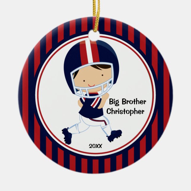 Football Player Big Brother Christmas Ornament (Front)