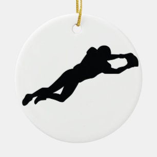 Football Player Black Silhouette Ceramic Tree Decoration