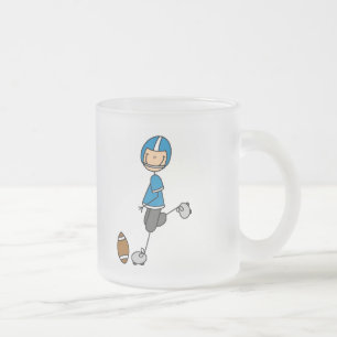 Football Player Blue T-shirts and Gifts Frosted Glass Coffee Mug