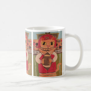 Football Player Cat Folk Art Fun Painting  Coffee Mug