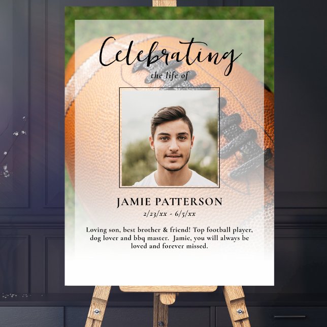 Football Player Celebration of Life Photo Funeral Poster (Creator Uploaded)