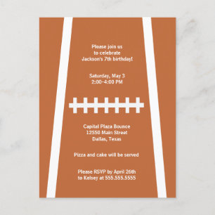 Football Player Custom Birthday Party Invitation Postcard