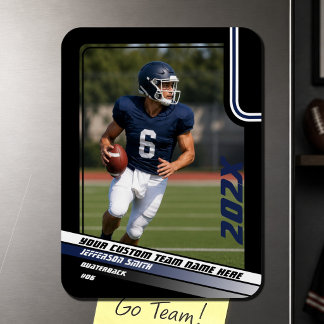 Football Player Custom Gift in Blue Photo Magnet