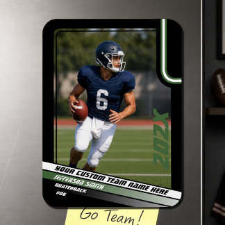 Football Player Custom Gift in Green Photo Magnet
