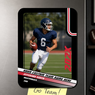 Football Player Custom Gift in Red Photo Magnet