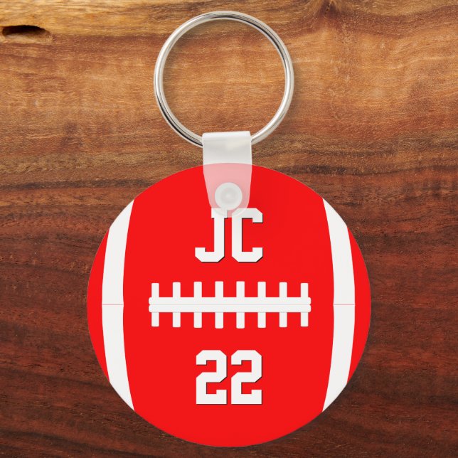 Football Player Custom Initials/Number/Team Colour Key Ring (Front)