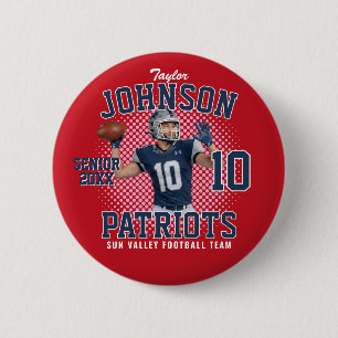 Football Player Custom Photo Senior Sports Day 6 Cm Round Badge