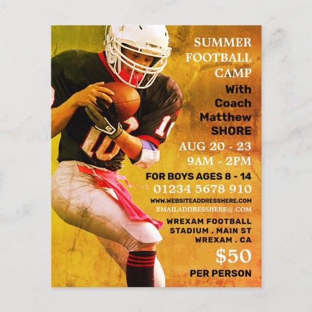 Football Player, Football Camp Advertising Flyer (Front)