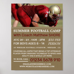 Football Player, Football Camp Advertising Poster