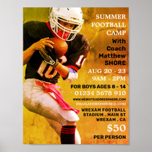 Football Player, Football Camp Advertising Poster