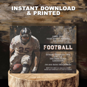 Football Player Game Day Party Invitation
