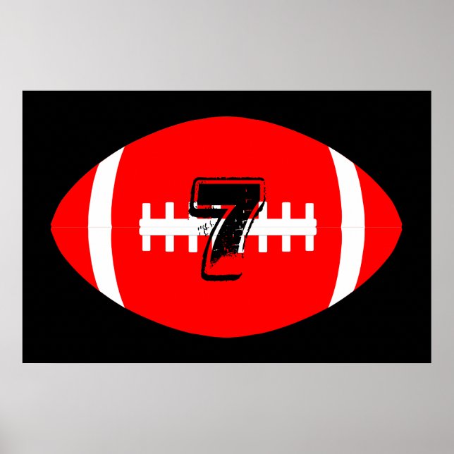 Football Player Giant Red Football Jersey Number Poster (Front)