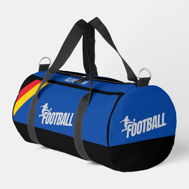 Football Player Girl, Birthday Gift, German Flag Duffle Bag (Left Corner)