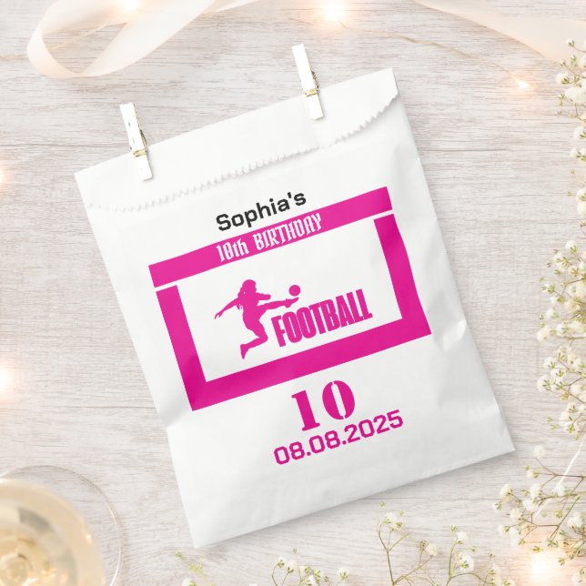 Football Player Girl, Birthday Girl Team  Favour Bags (Clipped)