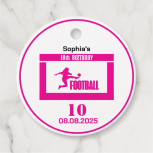 Football Player Girl, Birthday Girl Team Favour Tags