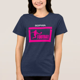 Football Player Girl, Birthday Girl Team  Tri-Blend Shirt