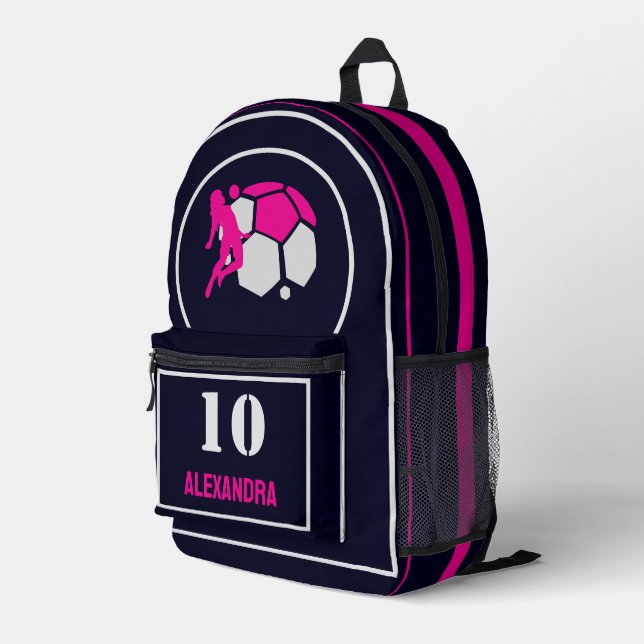 Football Player Girl, Football Birthday Gift Printed Backpack (Back Corner Right)