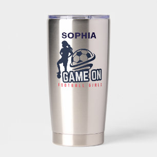 Football Player Girl, Football Girl Birthday Insulated Tumbler