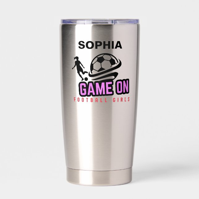 Football Player Girl, Football Girl  Birthday Insulated Tumbler (Front)