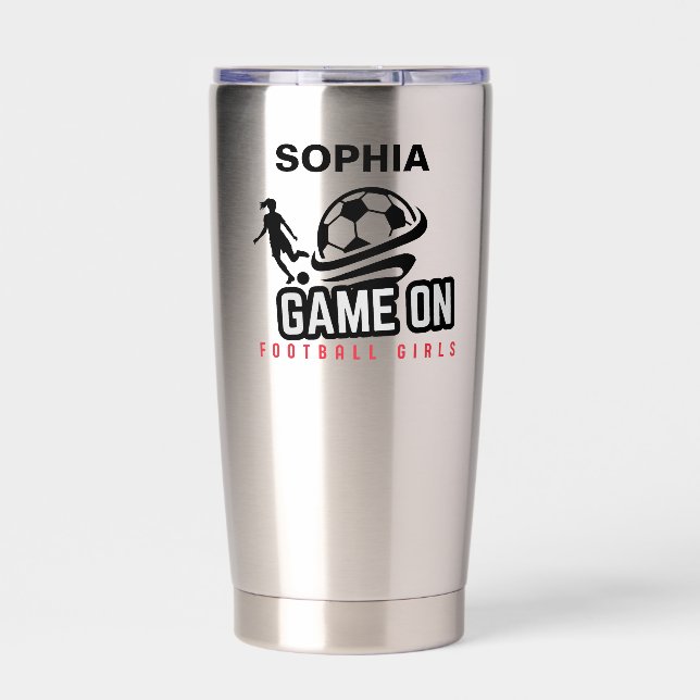 Football Player Girl, Football Girl  Birthday Insulated Tumbler (Front)