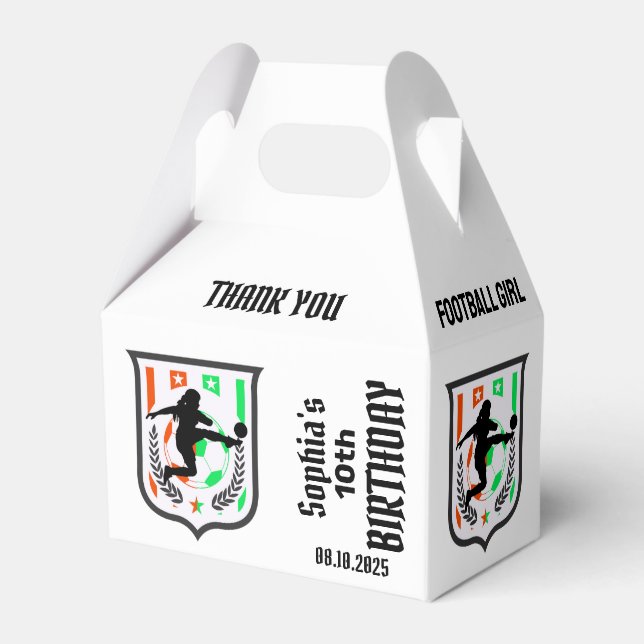 Football Player Girl, Football Girl Team Favour Bo Favour Box (Front Side)