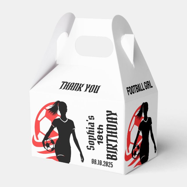 Football Player Girl, Football Girl Team Favour Bo Favour Box (Front Side)