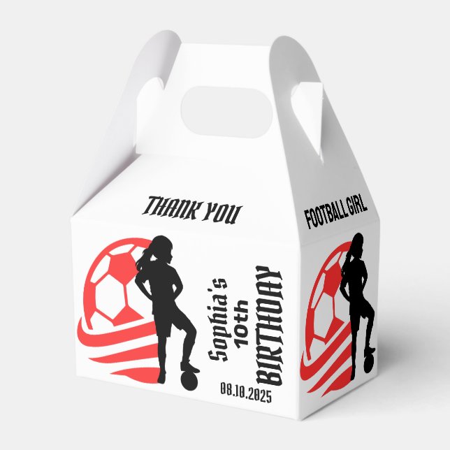 Football Player Girl, Football Girl Team Favour Bo Favour Box (Front Side)